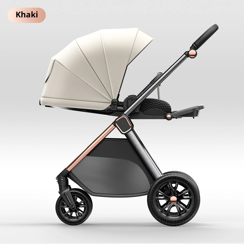 Lightweight Foldable Reversible Baby Stroller, High Landscape 4-Wheel Toddler Car, Seat & Recline Function