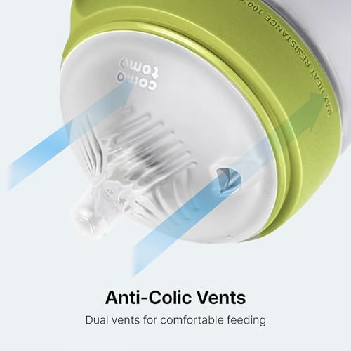 Silicone Baby Bottle Gen 2 with Wide Neck Dual Anti-Colic Vents and Medium-Flow Nipple – Comotomo 8 oz