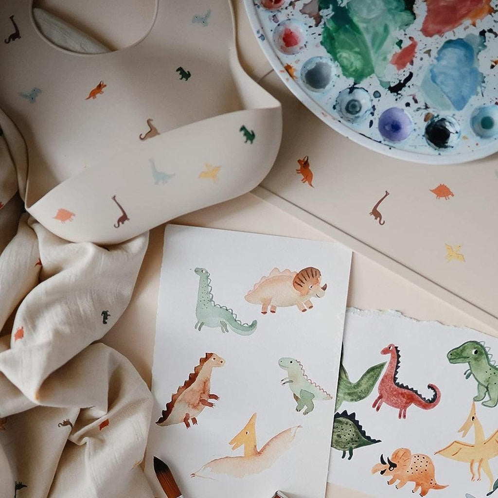Mushie Silicone Baby Bib - Dinosaurs