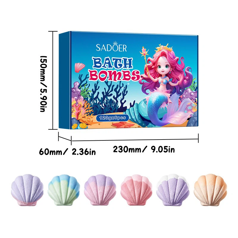 SADOER Seashell Bath Bombs Set, 6pcs Ocean‑Theme Bath Fizzies