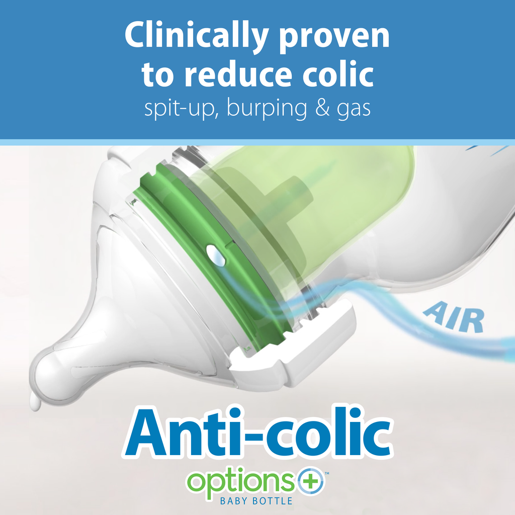 Dr. Brown’s Natural Flow® Anti-Colic Options+™ Wide-Neck Baby Bottle with Level 1 Slow Flow Nipple, 5oz/150mL